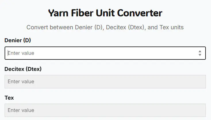 Yarn Fiber Unit Converter